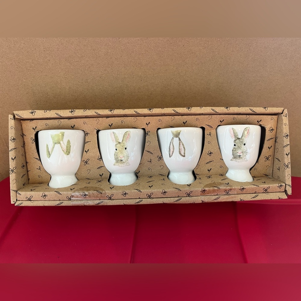 Rae Dunn by Magenta Spring Easter Bunny Egg Cups- 4
